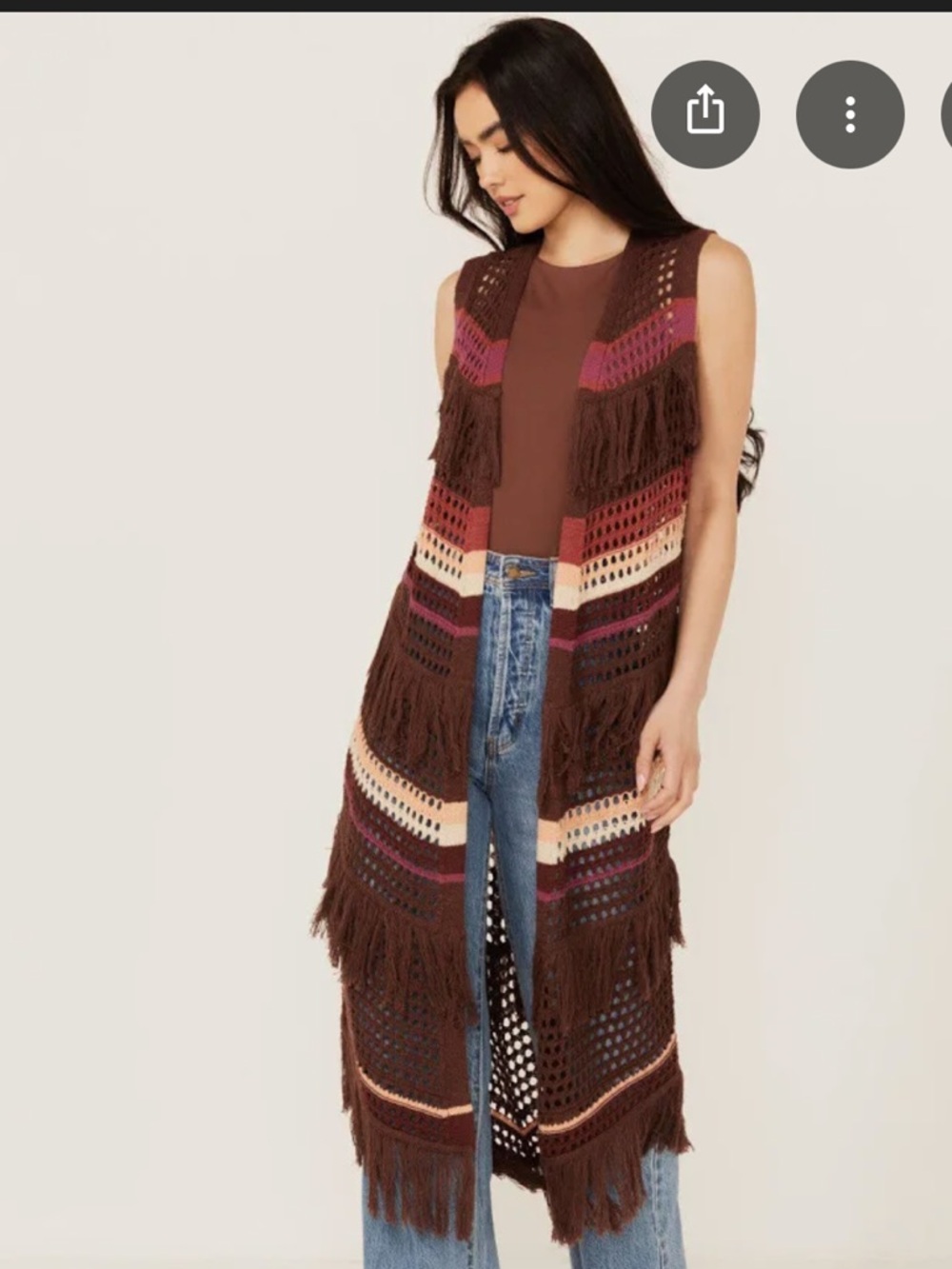 Shyanne Open-Knit, Long Fringe Vest | Size S/M | Perfect Nashville Piece